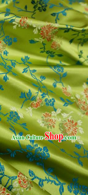 Lime China Classical Chrysanthemum Pattern Design Cloth Cheongsam Drapery Traditional Brocade Fabric