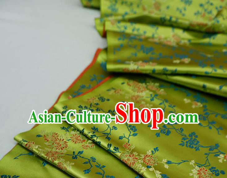 Lime China Classical Chrysanthemum Pattern Design Cloth Cheongsam Drapery Traditional Brocade Fabric