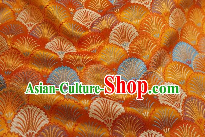 Orange China Traditional Brocade Fabric Classical Pine Needle Pattern Design Cloth Cheongsam Drapery