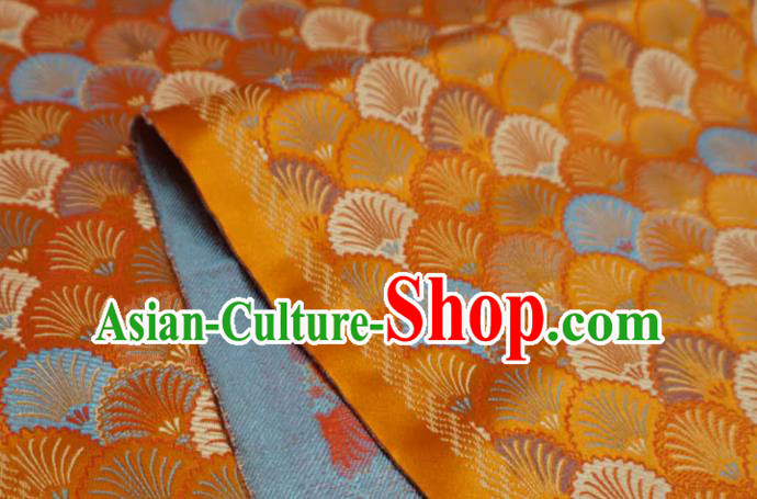 Orange China Traditional Brocade Fabric Classical Pine Needle Pattern Design Cloth Cheongsam Drapery