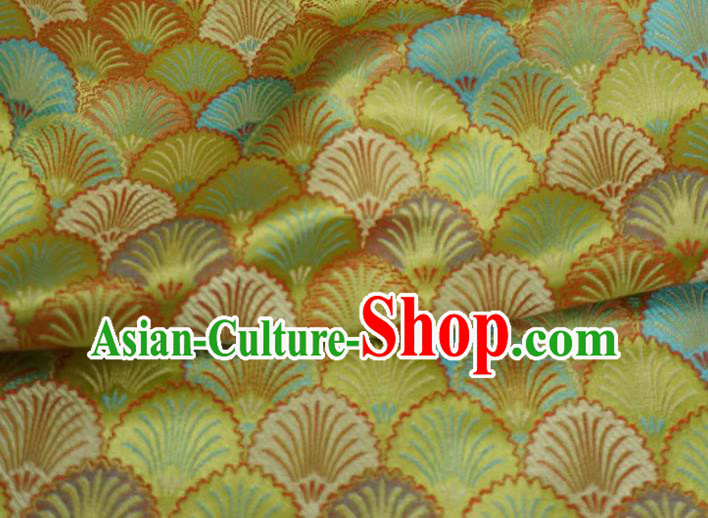 Lime China Cheongsam Drapery Traditional Brocade Fabric Classical Pine Needle Pattern Design Cloth