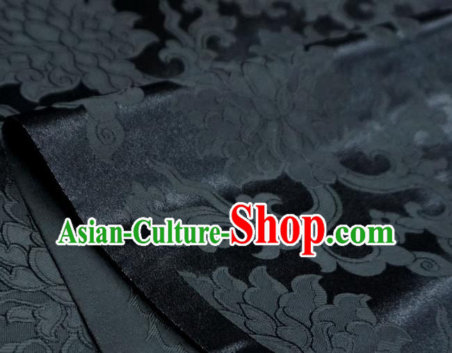 Black China Classical Passion Flower Pattern Design Cloth Tibetan Dress Drapery Traditional Brocade Fabric