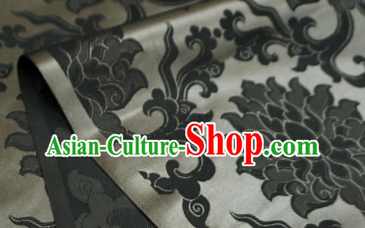 Grey China Traditional Brocade Fabric Classical Passion Flower Pattern Design Cloth Tibetan Dress Drapery