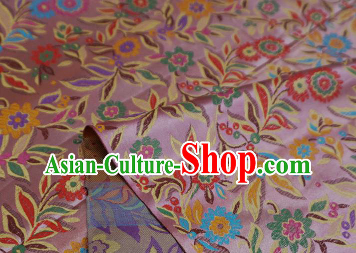 Peach Pink China Cheongsam Drapery Traditional Brocade Fabric Classical Flowers Pattern Design Cloth
