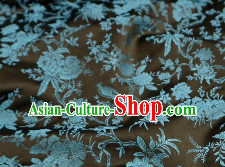 Coffee China Traditional Brocade Fabric Classical Flower Bird Pattern Design Cloth Tang Suit Drapery