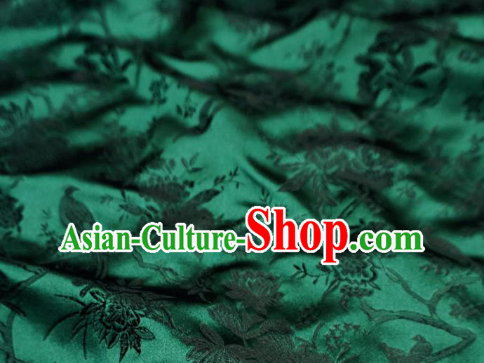 Atrovirens China Classical Flower Bird Pattern Design Cloth Cheongsam Drapery Traditional Brocade Fabric