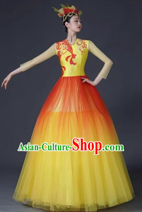 Opening Dance Large Swing Skirt Dance Costume Female Classical Stage Brilliant Chinese Modern Dance Performance Costume Song Accompaniment Dance