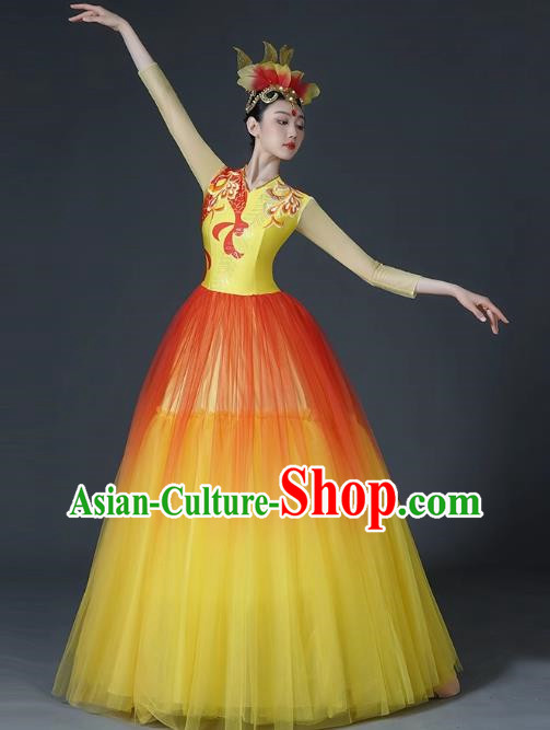 Opening Dance Large Swing Skirt Dance Costume Female Classical Stage Brilliant Chinese Modern Dance Performance Costume Song Accompaniment Dance