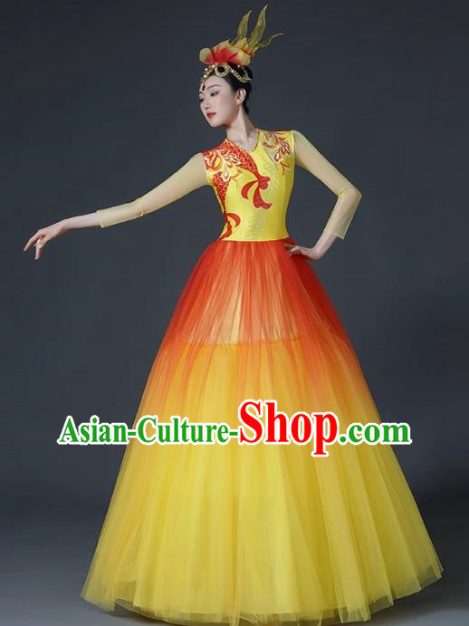 Opening Dance Large Swing Skirt Dance Costume Female Classical Stage Brilliant Chinese Modern Dance Performance Costume Song Accompaniment Dance