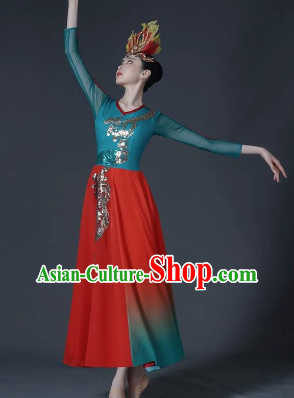 Classical Dance Costume Female Chinese Style Opening Dance Big Swing Skirt Singing and Dancing Performance Costume Modern Chorus Long Skirt