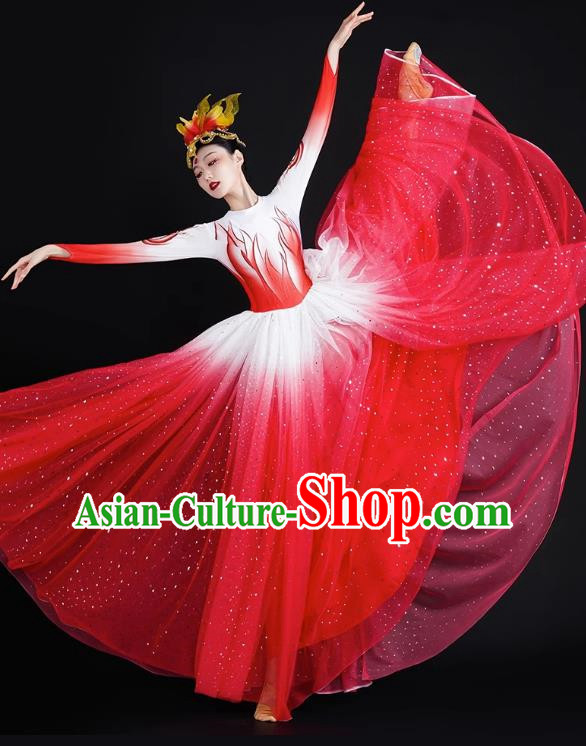 Spring Festival Gala Opening Dance Big Swing Skirt Women Chinese Style Costumes Modern Dance Costumes Song Dancer In The Lights