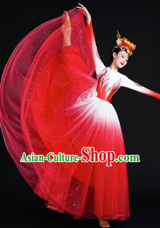 Spring Festival Gala Opening Dance Big Swing Skirt Women Chinese Style Costumes Modern Dance Costumes Song Dancer In The Lights