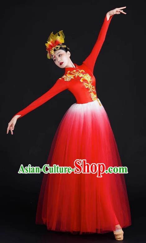 Opening Dance Big Swing Skirt Performance Costume Female Modern Stage Dance Costume Chinese Style Long Skirt In The Lights