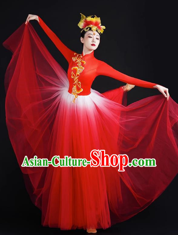 Opening Dance Big Swing Skirt Performance Costume Female Modern Stage Dance Costume Chinese Style Long Skirt In The Lights