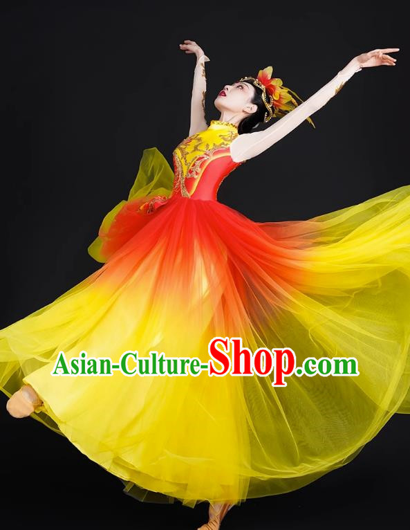 Spring Festival Gala Opening Dance Large Swing Skirt Performance Costumes Modern Dance Costumes Brilliant Chinese Dream Song Accompanying Dance Long Skirt Female