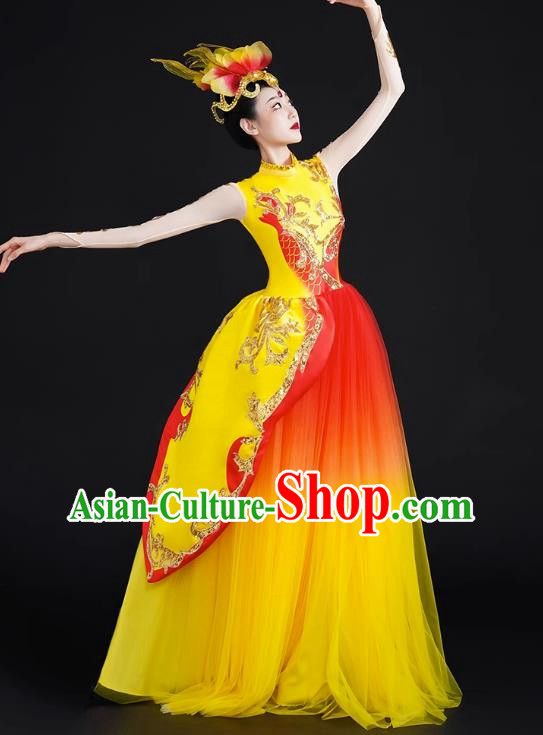 Spring Festival Gala Opening Dance Large Swing Skirt Performance Costumes Modern Dance Costumes Brilliant Chinese Dream Song Accompanying Dance Long Skirt Female