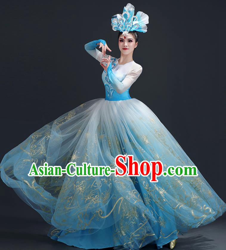 Opening Dance Big Swing Skirt Performance Costume Female Large Stage Chorus Modern Dance Costume Song Dance Dress