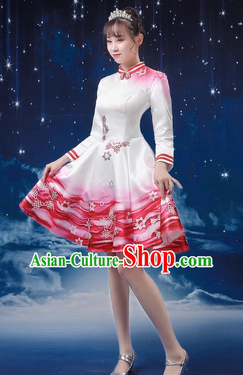 Red Modern Dance Costume Fashion Opening Dance Tutu Skirt Performance Costume Dancer Skirt Square Dance Costume Women Suit