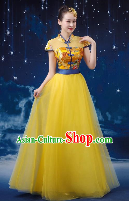 Chinese Wind Chorus Women Long Skirt National Dance Costume Folk Music Erhu Guzheng Allegro Performance Costume Adult Suit