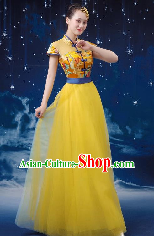 Chinese Wind Chorus Women Long Skirt National Dance Costume Folk Music Erhu Guzheng Allegro Performance Costume Adult Suit