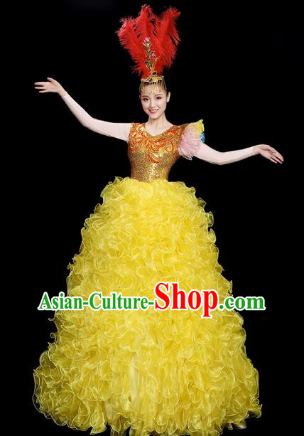 Opening Dance Big Skirt Performance Costumes Sequins Song Accompaniment Dance Costumes Solo Stage Performance Costumes