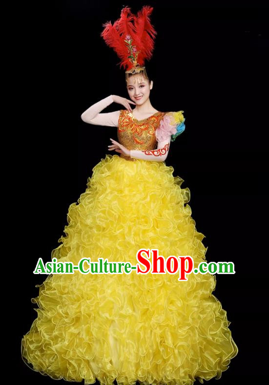 Opening Dance Big Skirt Performance Costumes Sequins Song Accompaniment Dance Costumes Solo Stage Performance Costumes