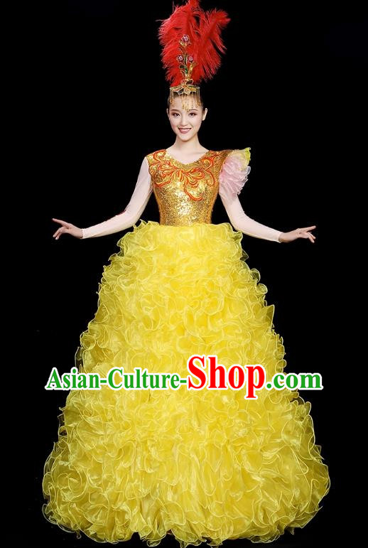 Opening Dance Big Skirt Performance Costumes Sequins Song Accompaniment Dance Costumes Solo Stage Performance Costumes