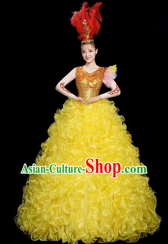 Opening Dance Big Skirt Performance Costumes Sequins Song Accompaniment Dance Costumes Solo Stage Performance Costumes