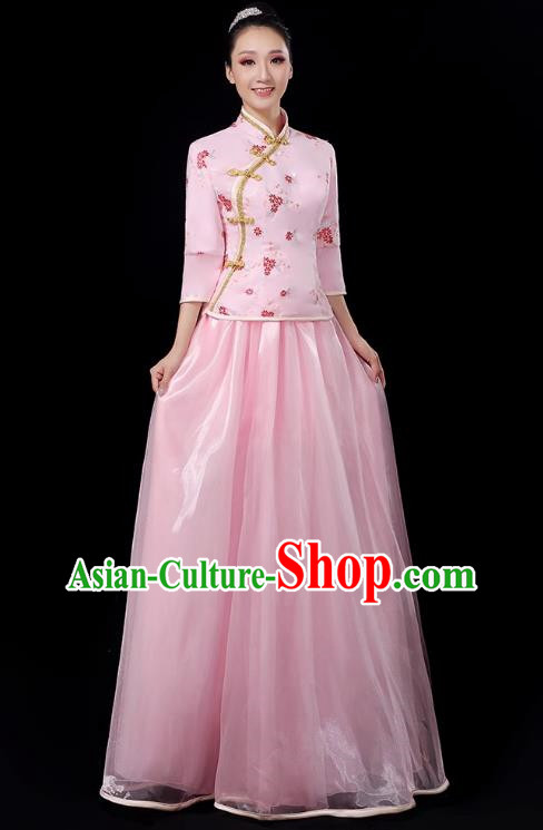 Republic Of China Student Dress Female Pink Chorus Performance Costume Republic Of China Style Two Piece Suit Graduation Class Uniform Stage Performance Costume