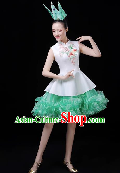 Green Modern Dance Costume Fashion Opening Dance Costume Chorus Singing Dancer Skirt Square Dance Costume Female