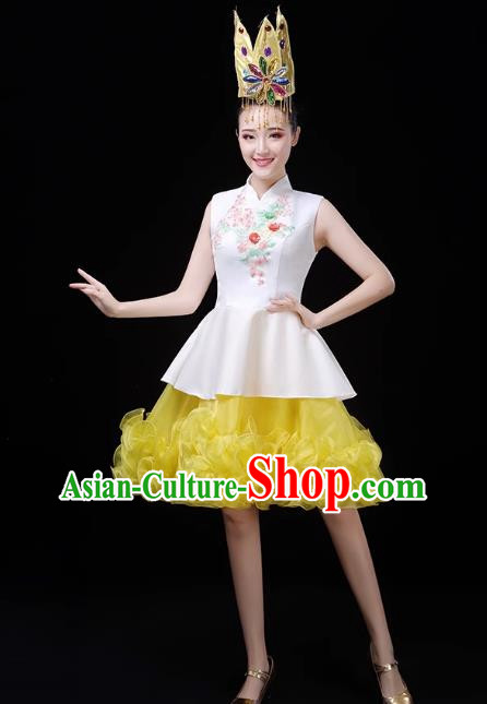 Yellow Modern Dance Costume Fashion Opening Dance Costume Chorus Singing Dancer Skirt Square Dance Costume Female