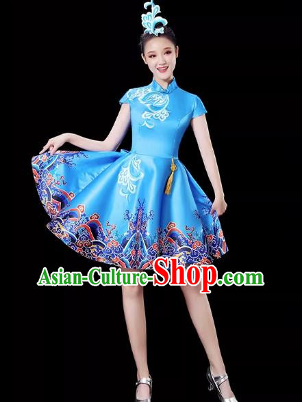 Blue Modern Dance Costume Female Drum Costume Costume Fashion Opening Dance Dress