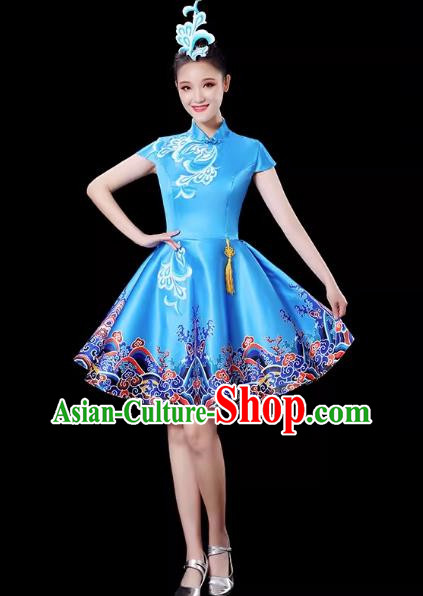 Blue Modern Dance Costume Female Drum Costume Costume Fashion Opening Dance Dress