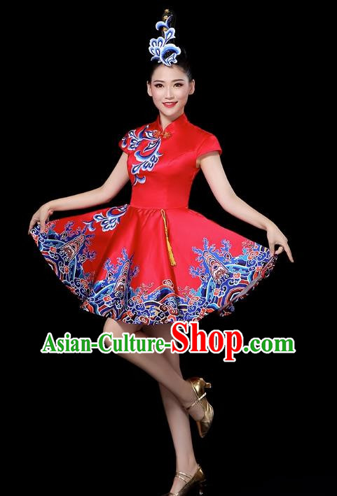 Red Modern Dance Costume Female Drumming Costume Performance Costume Fashion Opening Dance Dress