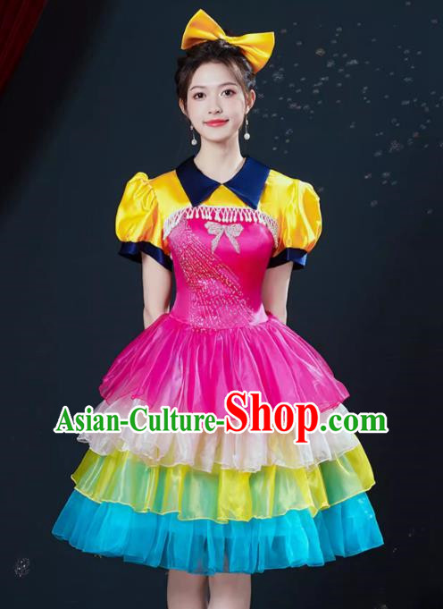 Modern Dance Costumes Fashion Chorus Performance Costumes Female Dancer Square Dance Dress Fluffy Opening Dance Performance Costumes