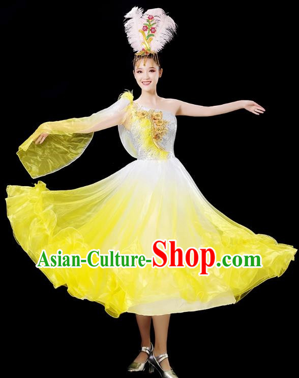 Opening Dance Big Swing Skirt Dance Costume Female Stage Modern Dance Dress Accompaniment Dance Costume Long Skirt