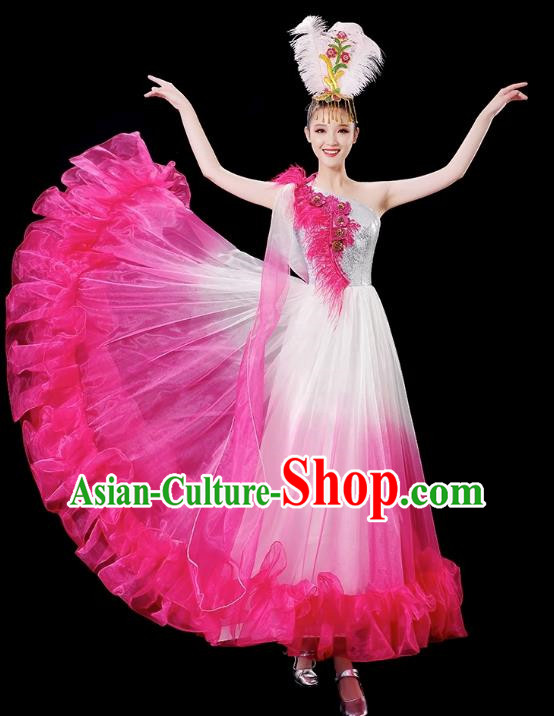 Opening Dance Big Swing Skirt Performance Costume Female Chinese Style Modern Stage Fan Dance Costume Song Dance Long Skirt