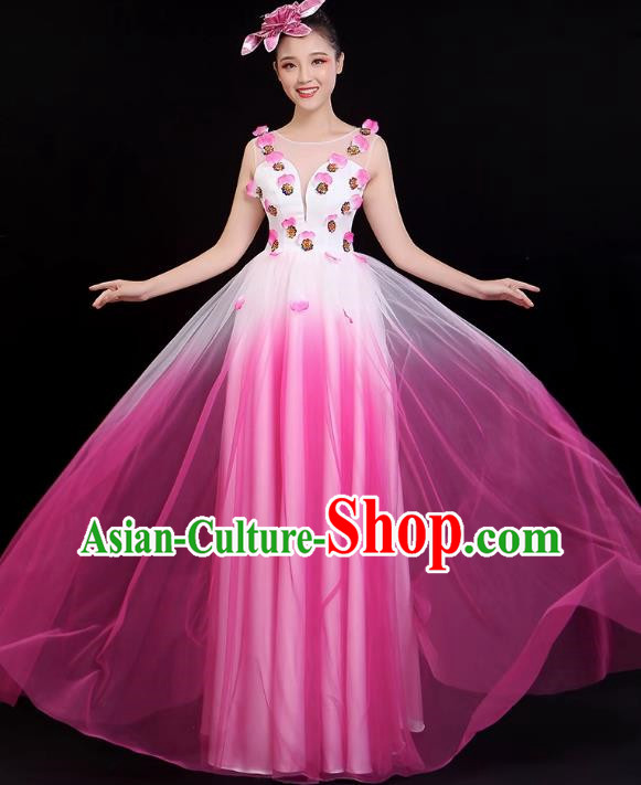 Pink Opening Dance Big Swing Skirt Performance Costume New Cantata Long Skirt Accompanying Dance Costume Female Modern Dance