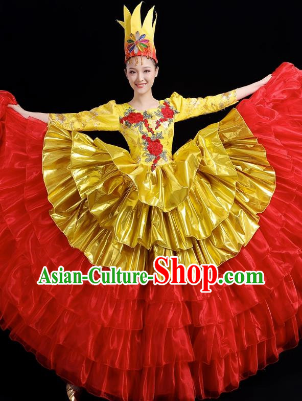 Opening Dance Big Swing Skirt Performance Costume Female Dance Stage Song and Dance Performance Costume Modern Big Skirt