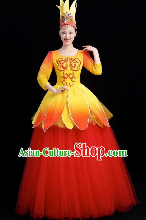 Opening Dance Big Swing Skirt Performance Costume Female Modern Dance Costume Long Skirt Singing Dancer Big Skirt