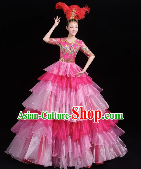 Opening Dance Big Swing Skirt Performance Costume Female Big Skirt Classical Dance Costume Modern Dance Long Skirt