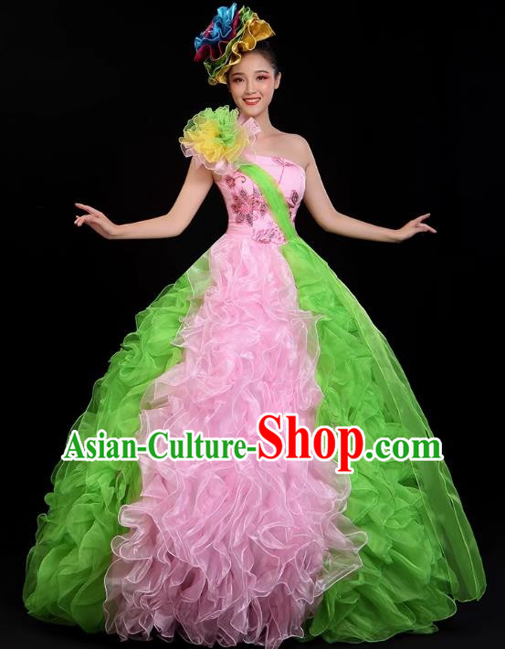 Opening Dance Big Swing Skirt Performance Costume Female Backup Dancer Long Skirt Large Dance Costume