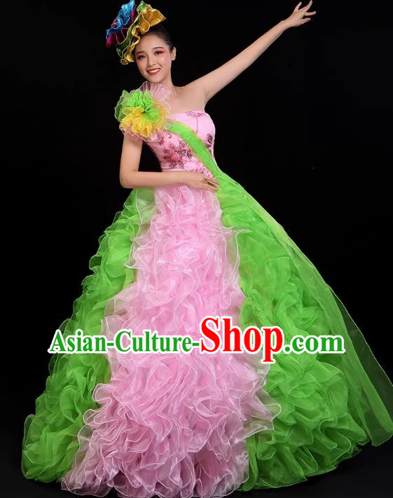 Opening Dance Big Swing Skirt Performance Costume Female Backup Dancer Long Skirt Large Dance Costume