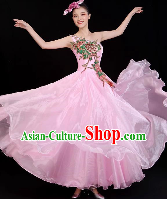 Opening Dance Big Swing Skirt Modern Dance Costume Chorus Costume Pink 540 Swing Costume Female Dancer