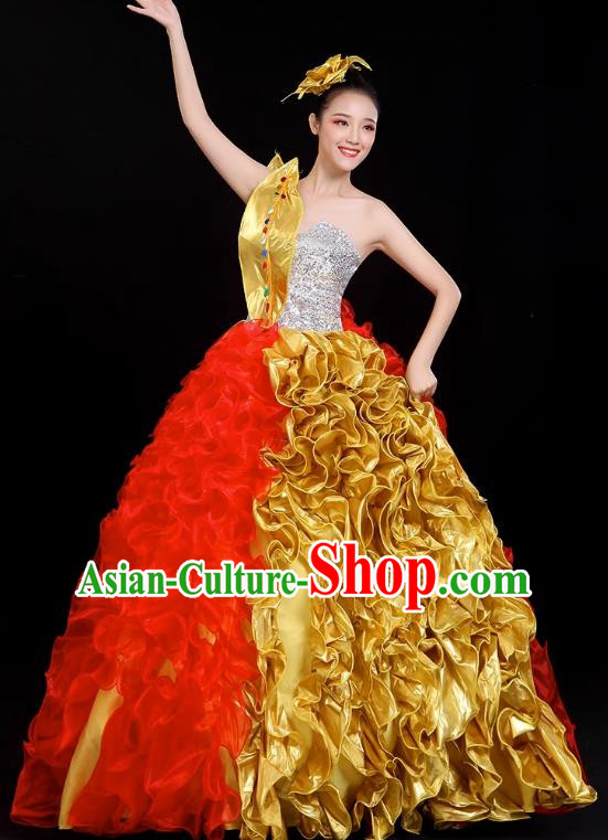 Opening Dance Big Swing Skirt Performance Costume Large Song Partner Dance Costume Female Fashion Modern Stage Long Skirt