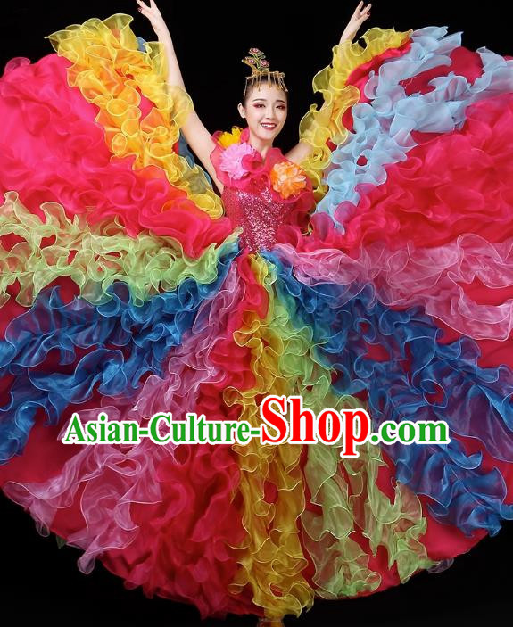 Opening Dance Big Swing Skirt Performance Costume Female Dancer Long Skirt Atmospheric Dance Costume Large Modern Dance