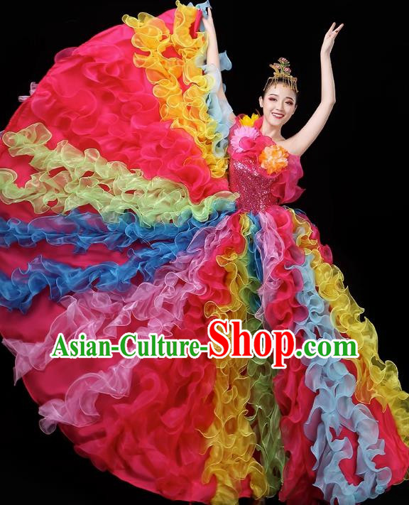 Opening Dance Big Swing Skirt Performance Costume Female Dancer Long Skirt Atmospheric Dance Costume Large Modern Dance