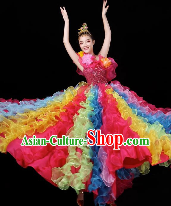 Opening Dance Big Swing Skirt Performance Costume Female Dancer Long Skirt Atmospheric Dance Costume Large Modern Dance