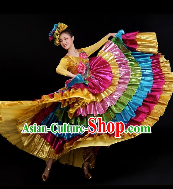 Opening Dance Big Swing Skirt Performance Costume Long Skirt Singing With Stage Large Ethnic Modern Dance Costume Female