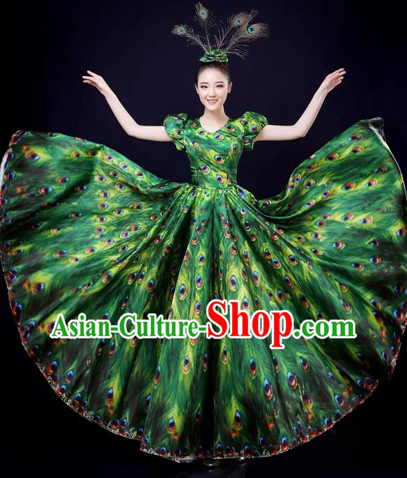 Peacock Dance Large Skirt Performance Clothing Female Parade Clothing 540 Swing Dai Opening Dance Performance Dance Clothing